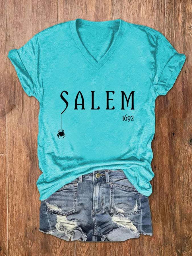 Women's Salem 1692 Print V-Neck T-Shirt