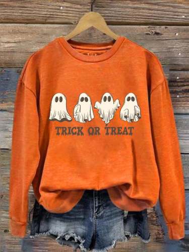 Women's Halloween trick or treat spooky sweatshirt
