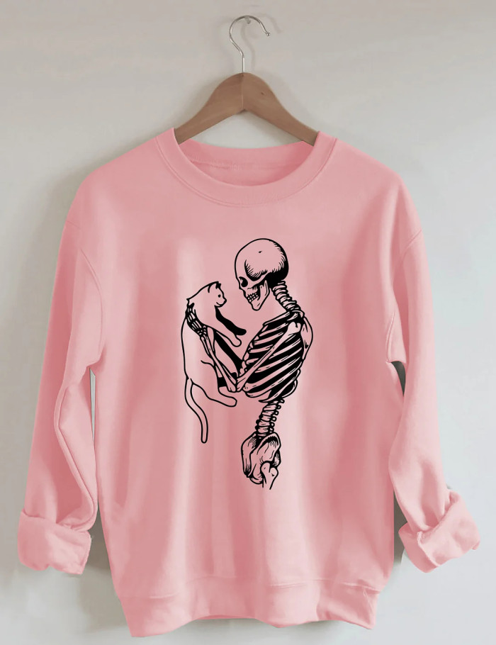 Skeleton And Cat Sweatshirt
