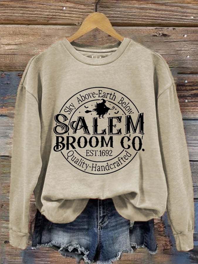 Women's Funny Halloween Salem Broom Co. Casual Sweatshirt