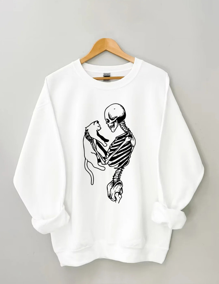 Skeleton And Cat Sweatshirt