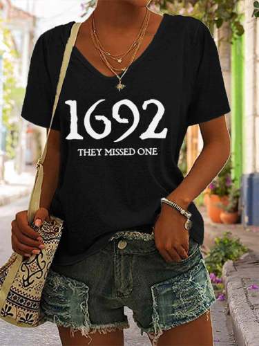 Women's 1692 They Missed One Salem Witch Print Casual T-Shirt