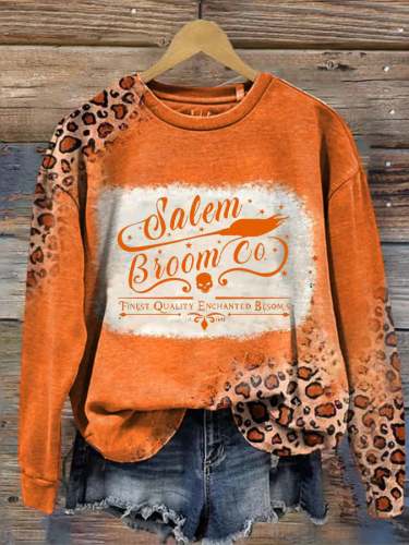 Women's Halloween Salem Broom Company Salem Massachusetts Printed Sweatshirt