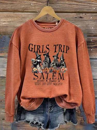 Women's Girls Trip Salem Time To Get Wicked Casual Sweatshirt