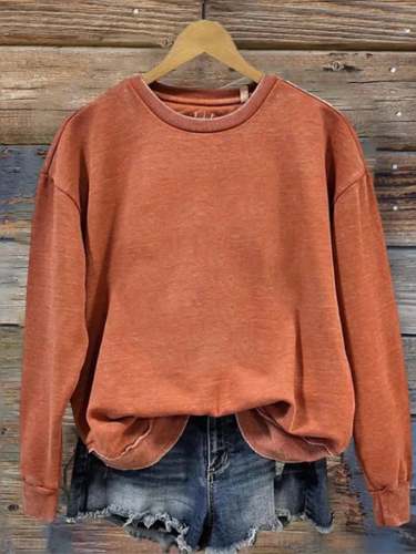 Women's Solid Color Round Neck Loose Casual Sweater