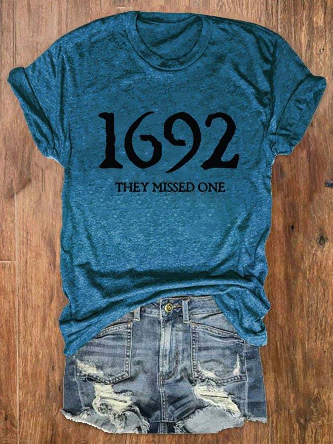 Women's 1692 They Missed One Salem Witch Print Crew Neck T-Shirt
