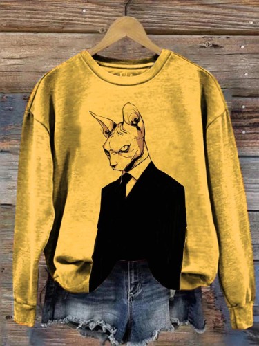 Women's Funny Animal Print Long Sleeve Crewneck Sweatshirt