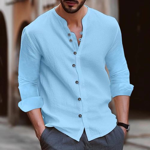 Men's Vintage Cotton Linen Loose Long Sleeve Shirt