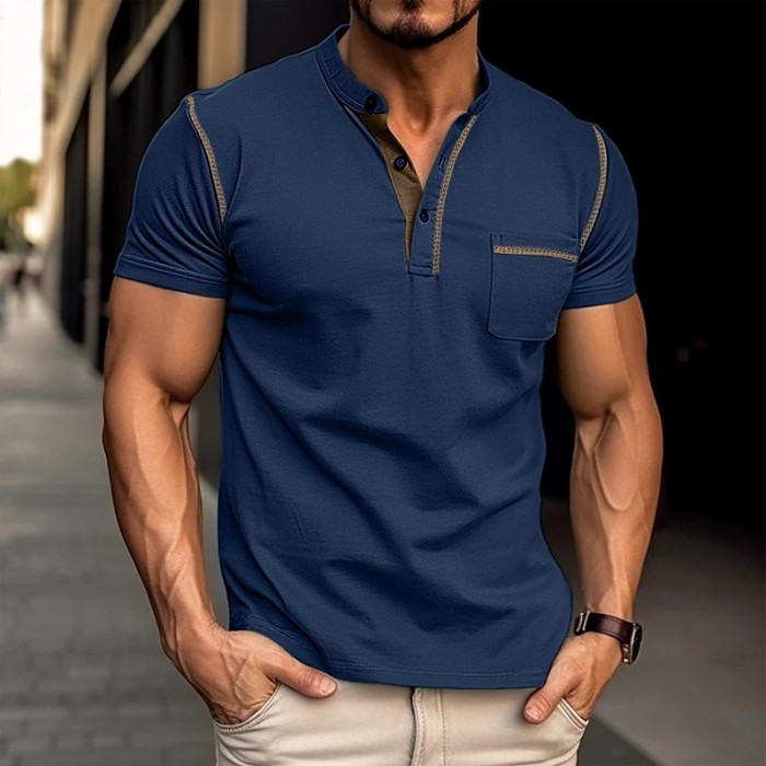 Men's Henley Colorblock T-shirt