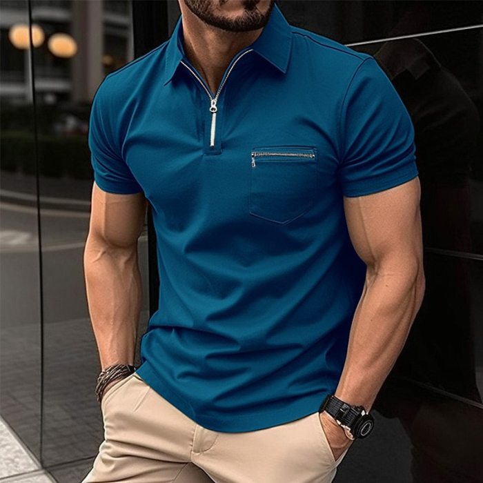 Men's Zip Pocket Sports Polo Shirt