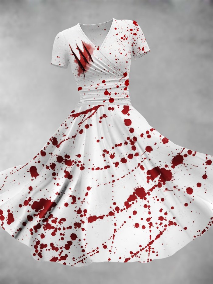 Women's Halloween Bloodstain Artistic Maxi Dress