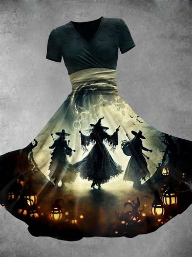 Women's Halloween Witch Print Casual Dress