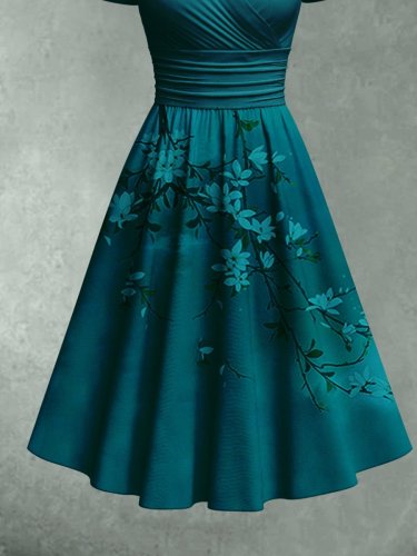 Women's Vintage Floral Print Long Dress