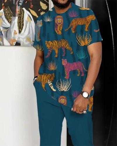 Men's Casual Jungle Animal Print Suit