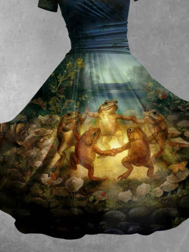 Women's Halloween Toad Print Casual Dress