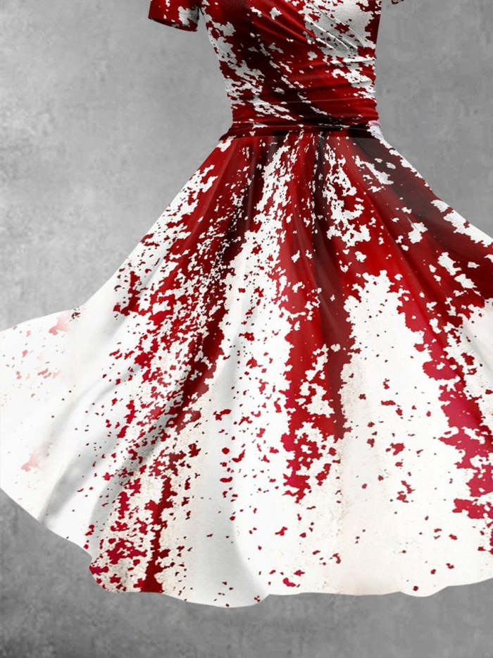 Women's Halloween Blood Ombre Print Dress