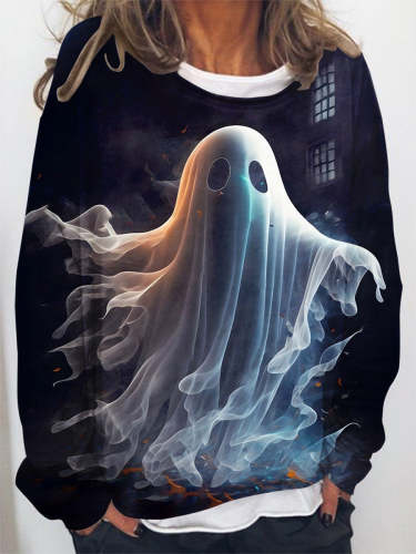 Women's Halloween Ghost Print Sweatshirt