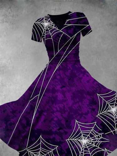 Women's Vintage Spider Web Print Dress