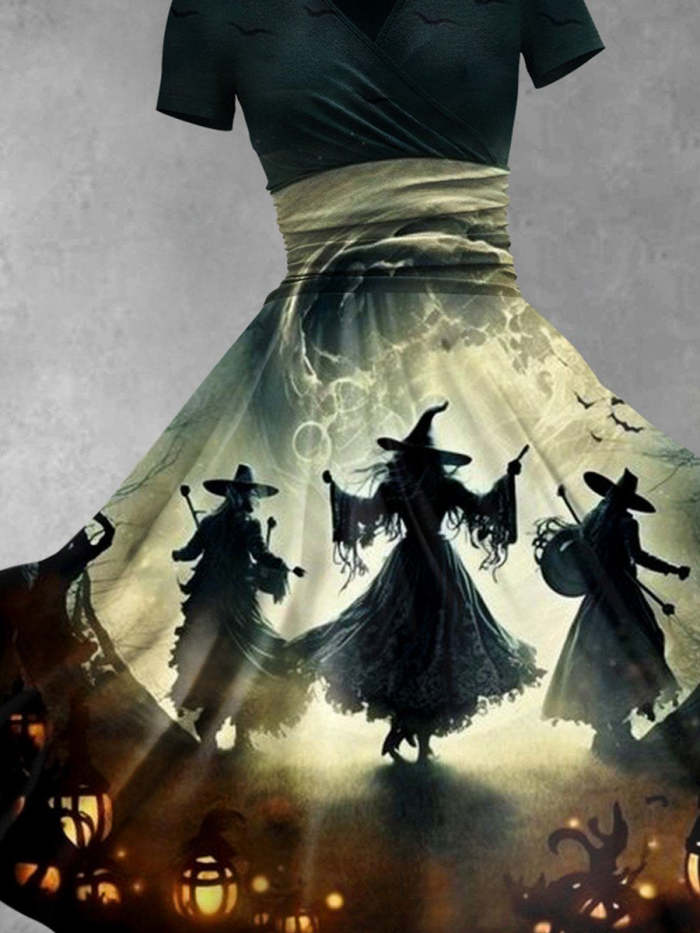 Women's Halloween Witch Print Casual Dress