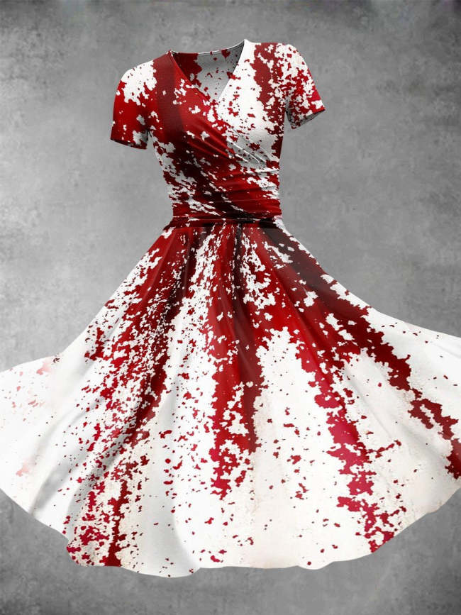 Women's Halloween Blood Ombre Print Dress