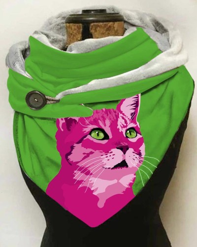 Casual Meow Print Scarf