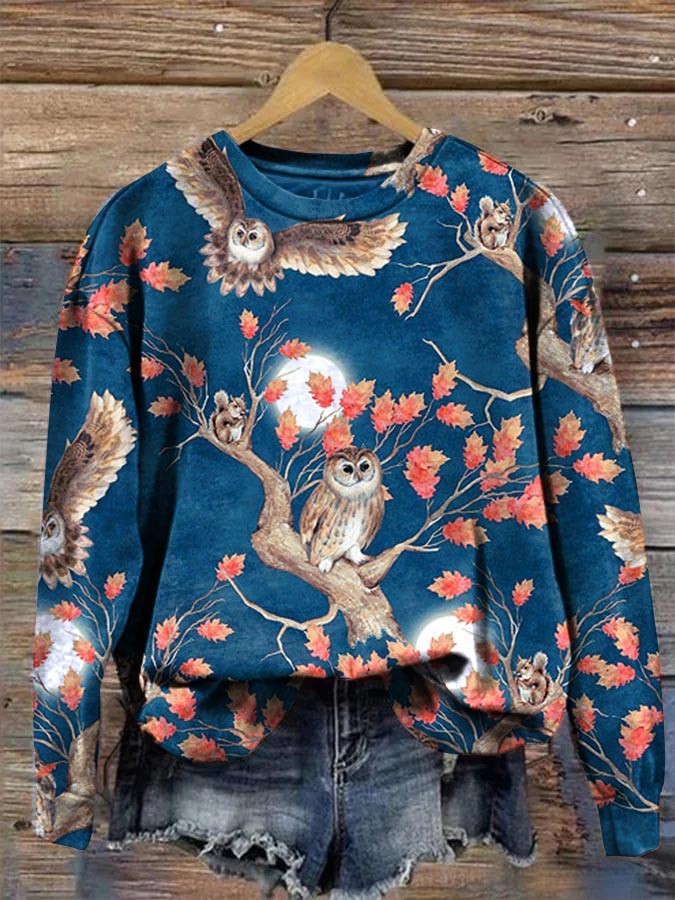 Women's Night Owl Long Sleeve Crewneck Sweatshirt