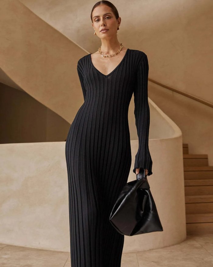 ⏰LAST DAY -50% OFF🔥2023 Fall New Sleeved Knit Midi Dress