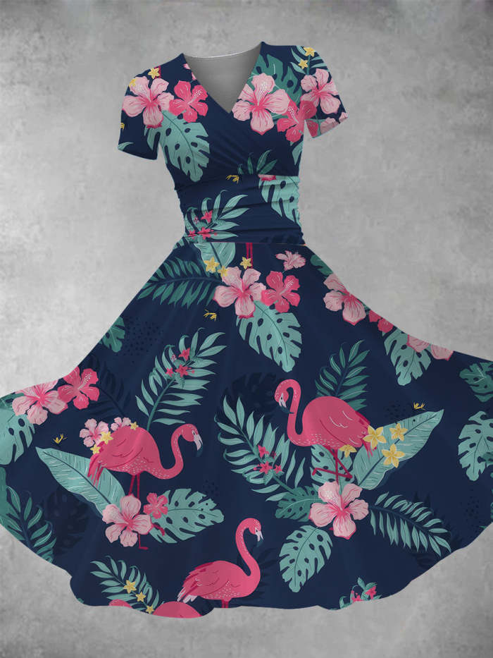 Women's Flamingo Floral Print Maxi Dress