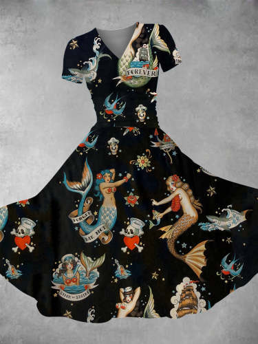 Women's Mermeid Print Maxi Dress