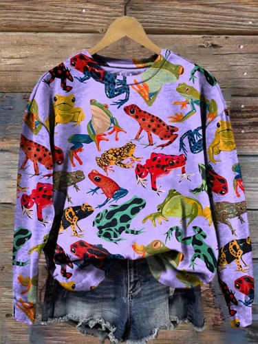 Women's Animal Print Long Sleeve Crewneck Sweatshirt