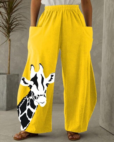 Women's Loose Animal Casual Wide Leg Pants