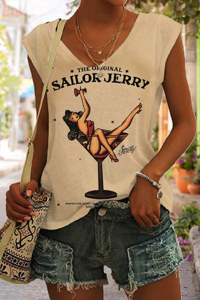 Women's Vintage Sailor Jerry Sleeveless Tank Top