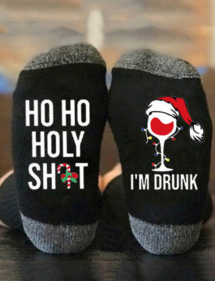 Ho Ho Holy Shit I'm Drunk Christmas Unisex Socks