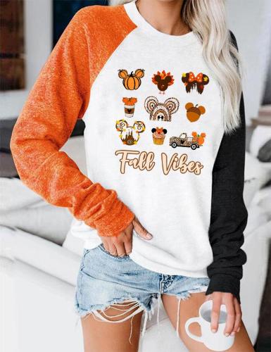 Fall Vibes Pumpkin Color Block Sweatshirt