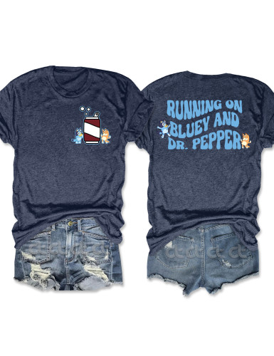Running on Bluey and Dr. Pepper T-Shirt