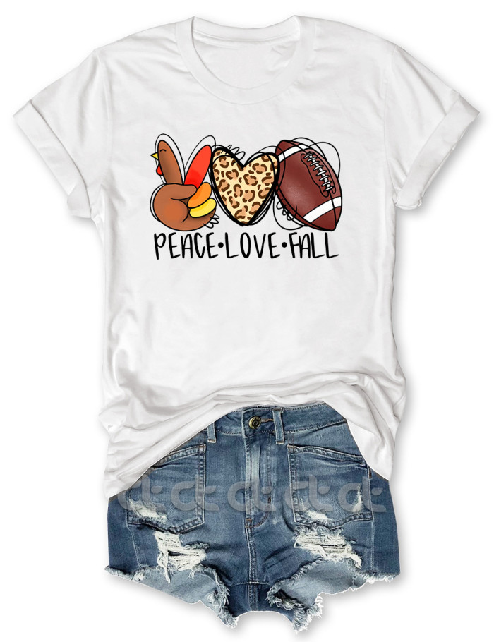Peace love Fall Football T-Shirt