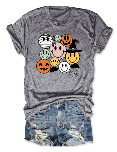Smiley Face Spooky Vibes Halloween T-Shirt