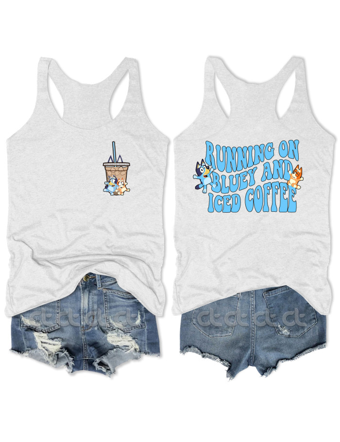 Running On Bluey Dog And Iced Coffee Tank