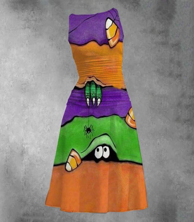 Women'S Casual Halloween Print Dress