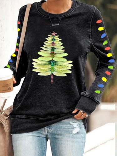Women's Christmas Dragonfly Tree Sweatshirt