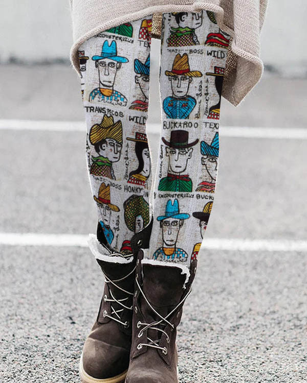 Western Art Celebrity Print Leggings