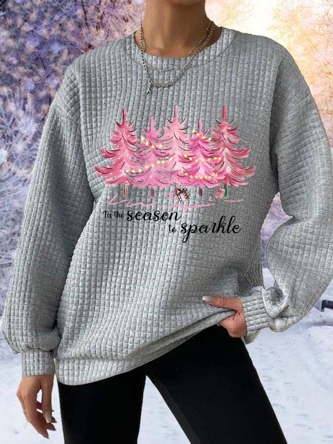 Women's tis the season to sparkle Christmas tree waffle sweatshirt