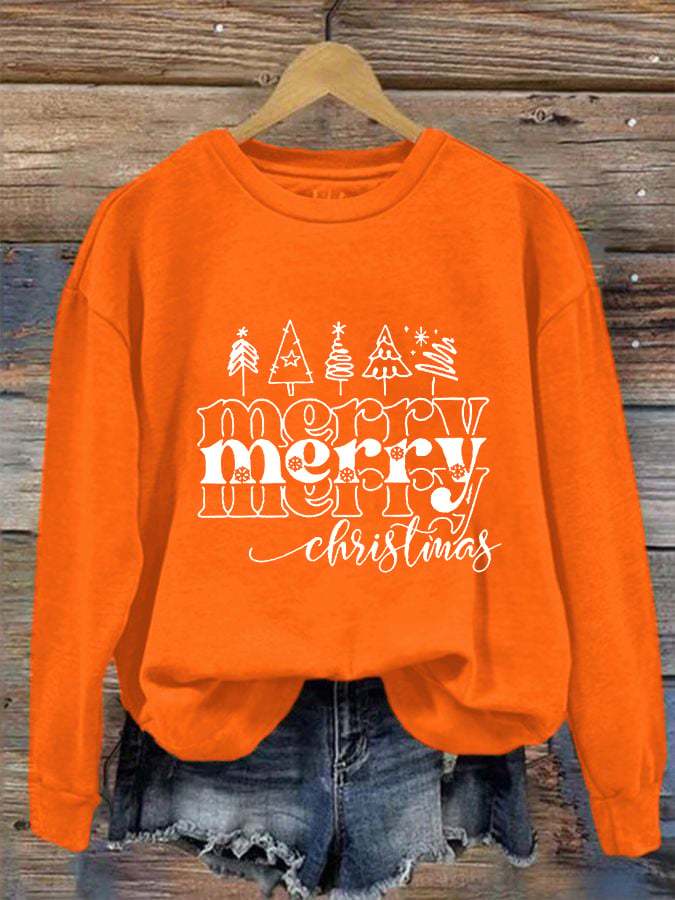 Women's Merry Christmas Tree Printed Sweatshirt