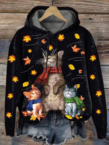 Cute Cat Casual Hooded Sweatshirt