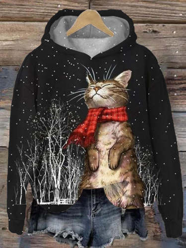 Cute Cat Casual Hooded Sweatshirt