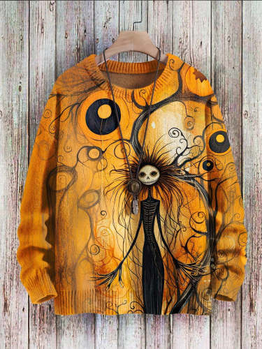 Halloween Witch Vintage Art Vibe Print Sweater