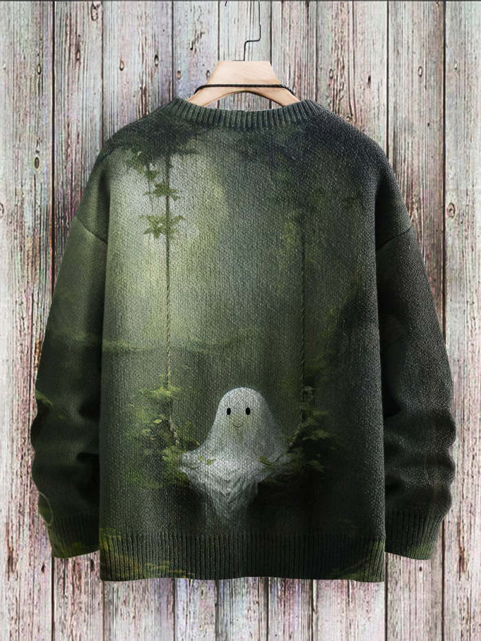 Halloween Retro Cute Spooky Swing Print Graphic Sweater