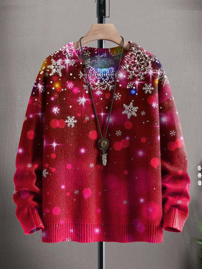 Chrismas Snowflake Multicolor Winter Print Casual Sweatshirt