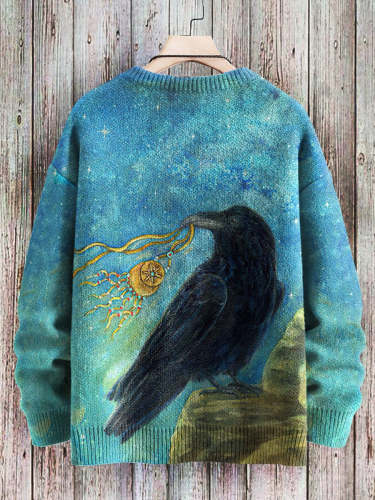 Halloween Raven Troupe Print Sweater