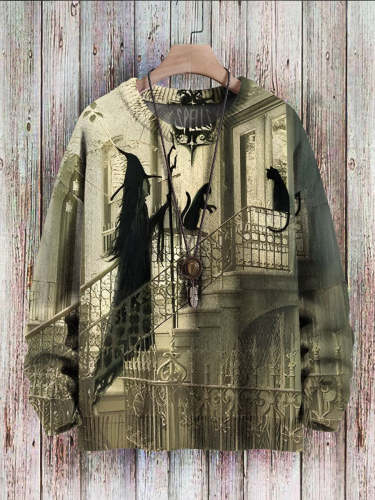 Halloween Witch Art Print Casual Sweatshirt